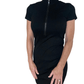 Black Bodycon Ribbed Sport Dress with zip collar form fitted