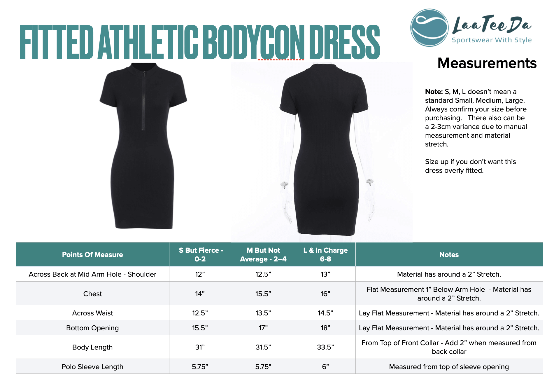 Bodycon Dress Measurements