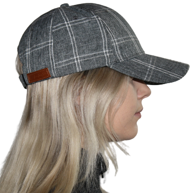 LaaTeeDa Sports Hats LaaTeeDa Women's Golf Hat - Grey and White Plaid, Velcro Adjustable Fit