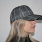 LaaTeeDa Sports Hats LaaTeeDa Women's Golf Hat - Grey and White Plaid, Velcro Adjustable Fit